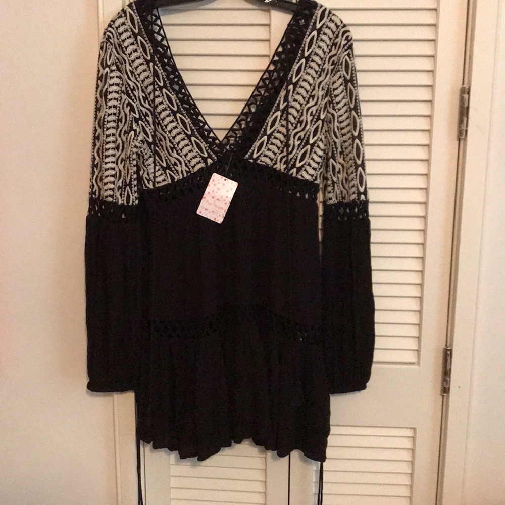 Free People long sleeve embroidered Dress